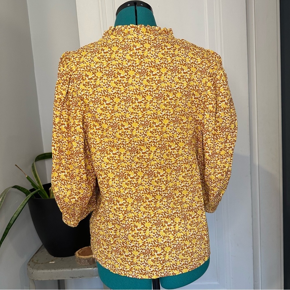 Universal Thread Yellow Floral Smocked Peasant Blouse - Picture 2 of 8